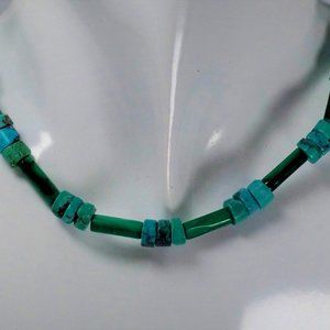 Malachite Bead Necklace 16"
